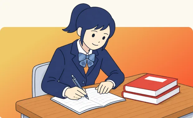 赤本で過去問対策をする生徒